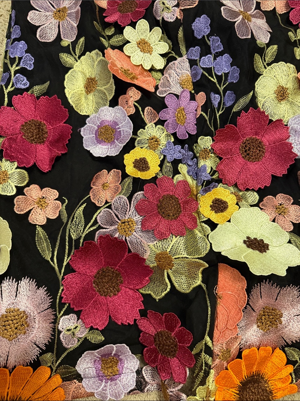 Lulu's Unique Impression Black Halter Midi Floral Embroidered Dress NWT - Picture 5 of 5